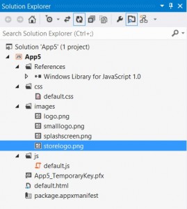 List of Files Created by the Blank App JavaScript template in Windows 8