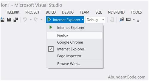 How to Change the Browser in Visual Studio 2012 to test the ASP.NET MVC Application ?