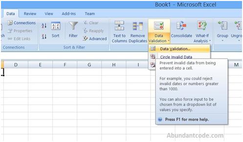How to create drop down list in Microsoft Excel ?