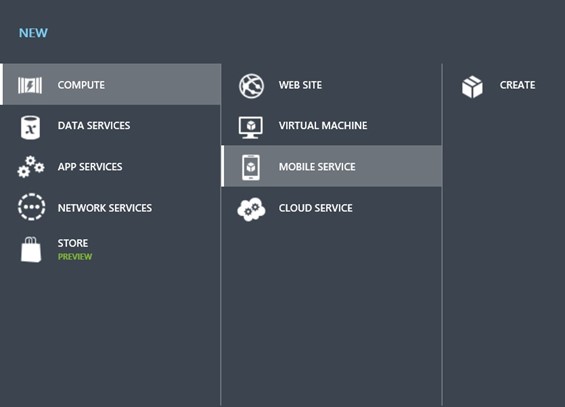 How to create a new Windows Azure Mobile Service?