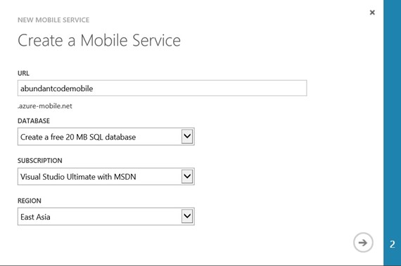 How to create a new Windows Azure Mobile Service?