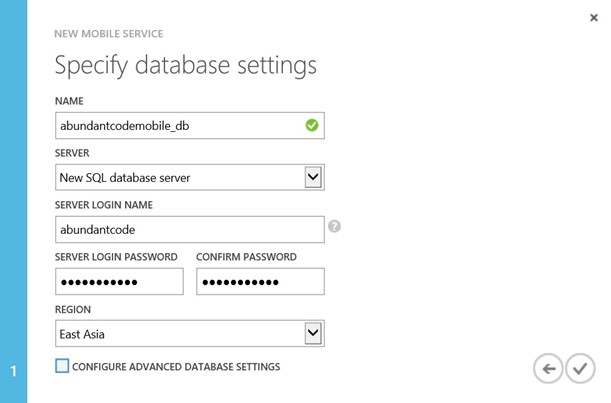 How to create a new Windows Azure Mobile Service?