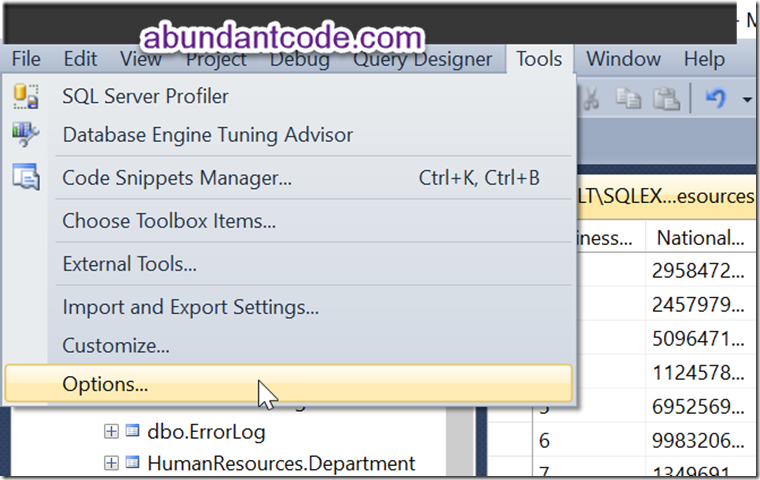 How to change the 'Edit Top 200 Rows' in SQL Management Studio ?