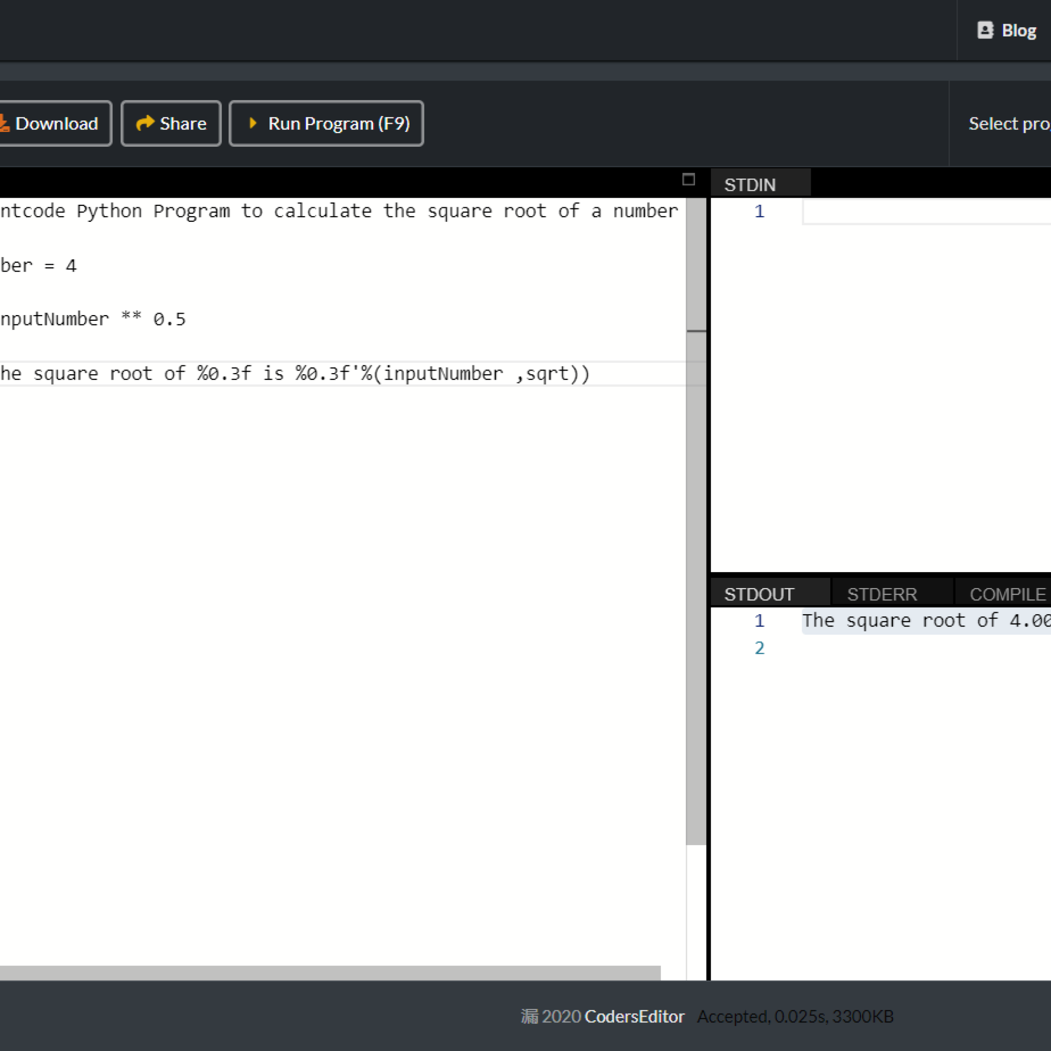 calculate area of triangle in python