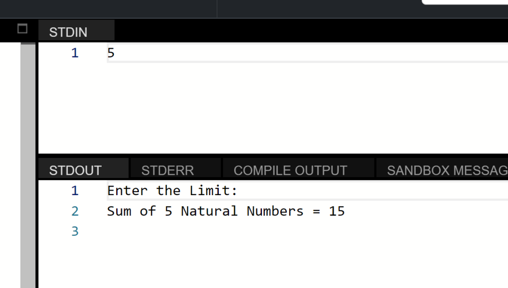 C++ Program to Find the Sum of First N Natural Numbers