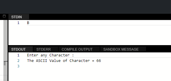 C++ Program to Display ASCII Value of a Character
