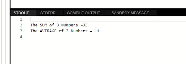 C++ Program to Find Sum and Average of three numbers